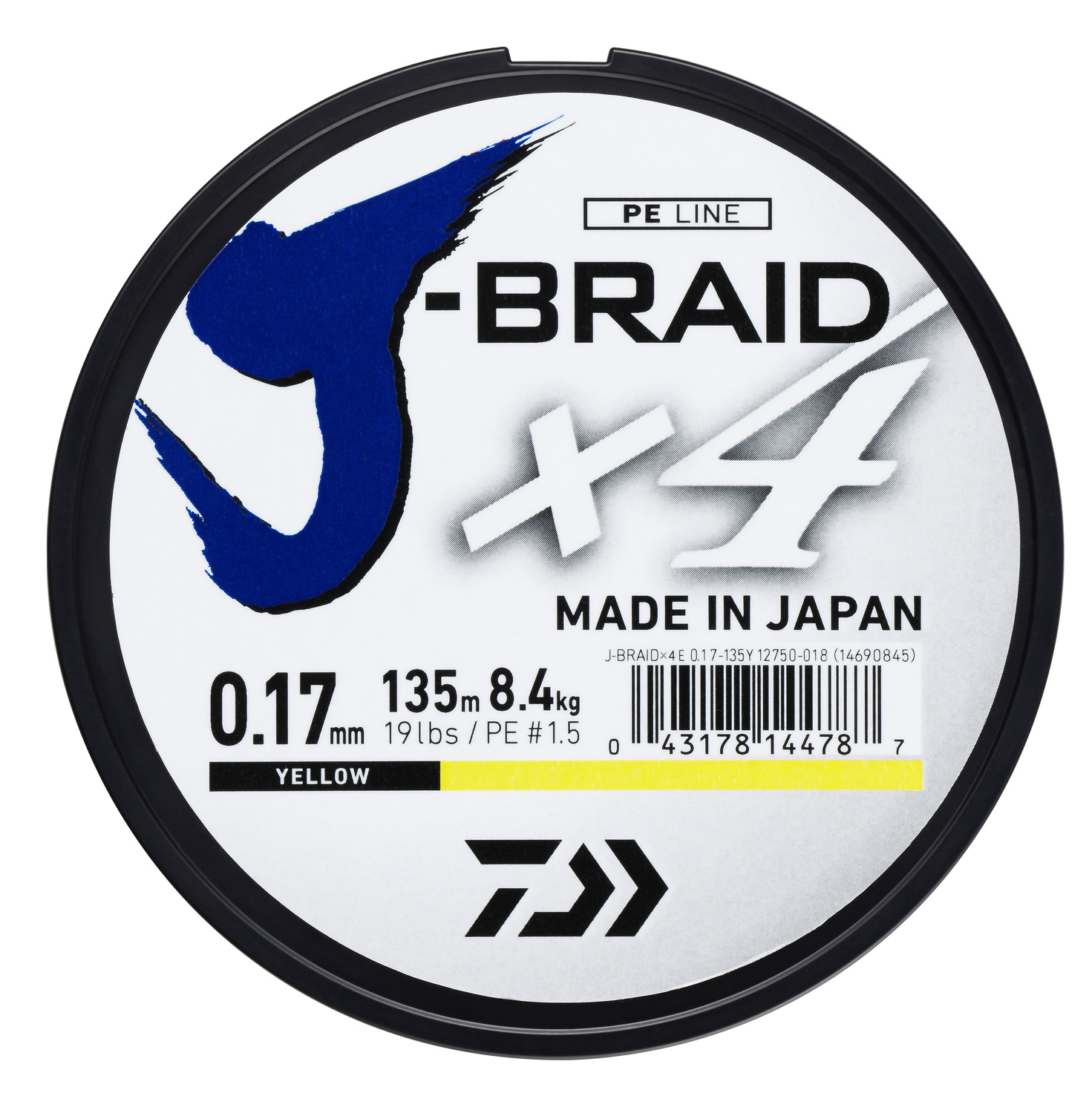 DAIWA J-BRAID X4 0.10 mm 9lb 135m Yellow JB4E0.10-135Y